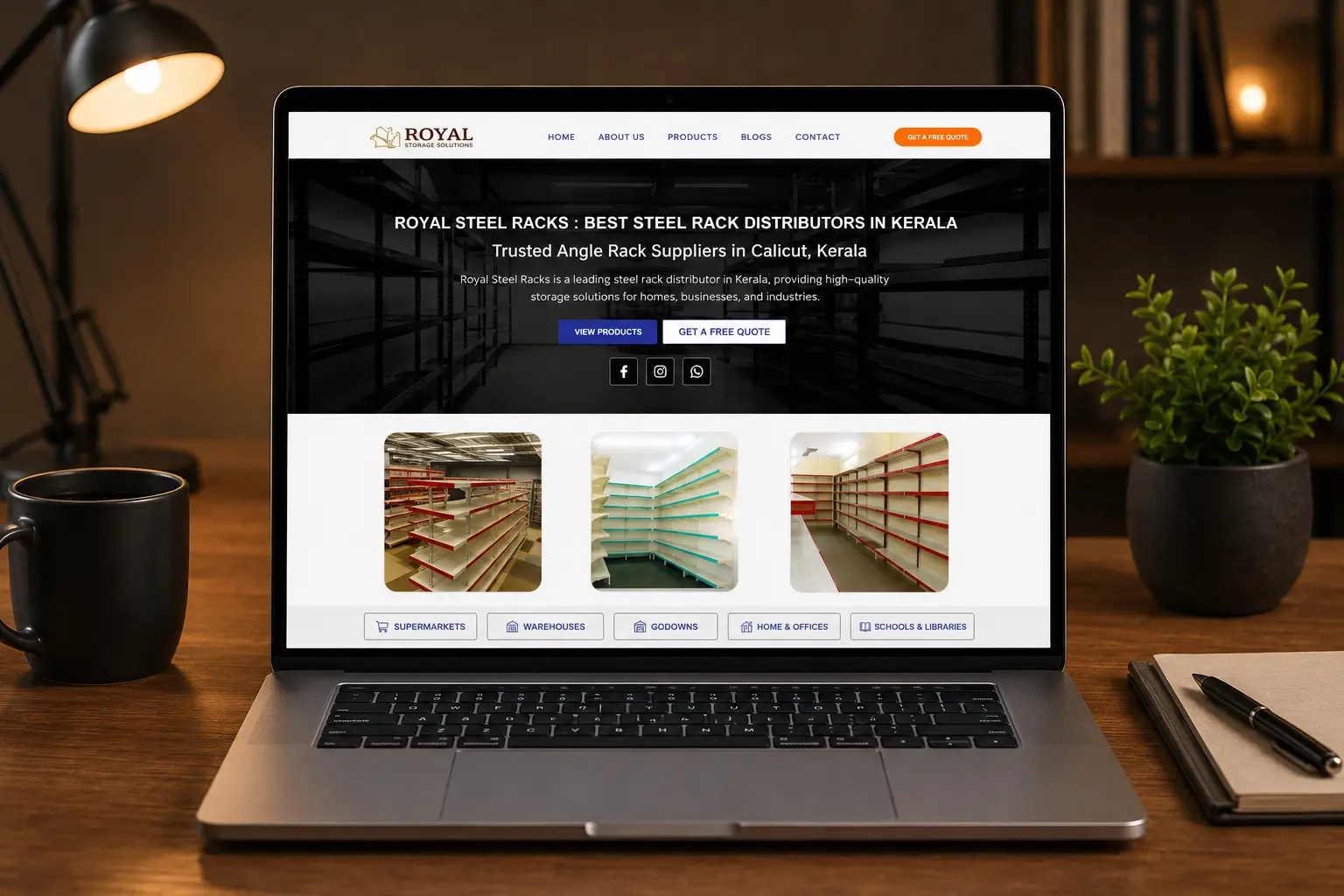 Royal Steel Racks Storage Solutions Website Design Kerala
